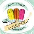 set Fruit Ice with price. Popsicle on a white background. Popsicle colorful poster. Chocolate ice cream. Poster design, template