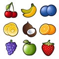 Set fruit icons Royalty Free Stock Photo