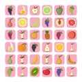 Set fruit icons. Royalty Free Stock Photo