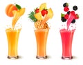 Set of fruit juice splash in a glass. Royalty Free Stock Photo