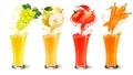 Set of fruit juice splash in a glass. Royalty Free Stock Photo