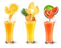 Set of fruit juice splash in a glass. Royalty Free Stock Photo