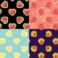 Set of Fruit seamless pattern.Watermelon,garnet,persimmon,lemon Royalty Free Stock Photo