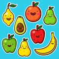 Set of fruit stickers Royalty Free Stock Photo