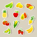 Set of fruit and vegetables stickers