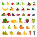 Set of Fruits and Berries icons flat vector Royalty Free Stock Photo
