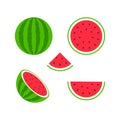 Set of fruits and berries. Summer fruit. Fruit apple, pear, strawberry, orange, peach, plum, banana, watermelon, pineapple kiwi