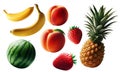 Set of fruits created with the help of artificial intelligence