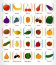 Set of fruits for fonts a to z icons colors,