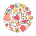 A set of fruits. Healthy eco food. Icons. Vector illustration Royalty Free Stock Photo