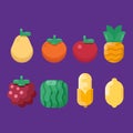 Set of fruits icon collection vector illustration of cartoon fruits Royalty Free Stock Photo