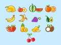 Set of fruits illustration. Healthy food illustration. Royalty Free Stock Photo