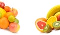 Set of fruits isolated on a white. Collage. Wide photo. There is free space for text Royalty Free Stock Photo