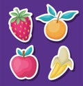 Set of fruits on a purple background Royalty Free Stock Photo