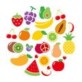 Set of fruits vector illustration with colorful flat design Royalty Free Stock Photo