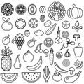 Set of fruits and vegetables. Food icon Royalty Free Stock Photo