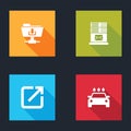 Set FTP folder download, Mail server, Open in new window and Car wash icon. Vector