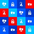 Set FTP folder and lock, Lock check mark, Smartphone with and Folder icon. Vector Royalty Free Stock Photo