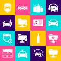Set FTP folder, settings, Car, Burning candles, download and Electric car icon. Vector