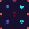 Set FTP operation successful, Server, Data, Web Hosting, Computer network and cancel on seamless pattern. Vector Royalty Free Stock Photo
