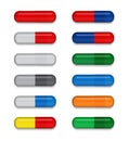 Set of full colored Medical pill on white background. Virus capsule. The medicine. Vector Illustration. EPS10 Royalty Free Stock Photo