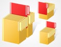 Set of full folders with selected red item