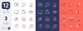 Set of Full rotation, Computer and Organic product line icons. For design. Vector Royalty Free Stock Photo