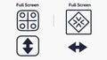 Set of Full Screen and Exit Screen UI Icons for Video Players and Apps, vector design Generative AI Royalty Free Stock Photo