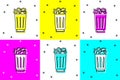 Set Full trash can icon isolated on color background. Garbage bin sign. Recycle basket icon. Office trash icon. Vector Royalty Free Stock Photo