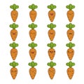 Set of fun cute carrot vegetable icon cartoons