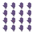 Set of fun cute Halloween zombie hands icon cartoons