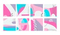 Set of fun hand drawn colorful shapes, doodle objects, lines and dots collage, modern trendy abstract pattern background for Royalty Free Stock Photo