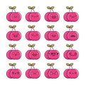 Set of fun kawaii cherry fruit icon cartoons