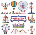 A set of fun park rides Royalty Free Stock Photo