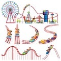 A set of fun park roller coaster Royalty Free Stock Photo