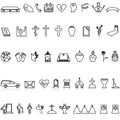 Set of Funeral Line Icons. Church, Crypt, Testament, Coffin