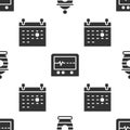 Set Funeral urn, Beat dead in monitor and Calendar death on seamless pattern. Vector
