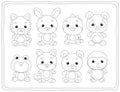 Set of funny baby animal characters Kawaii