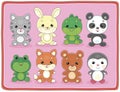 Set of funny baby animal characters Kawaii