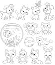 Set of funny baby animal characters Kawaii