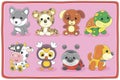 Set of funny baby animal characters Kawaii Royalty Free Stock Photo