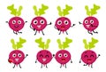 Set of funny beetroot vegetable cartoon character