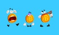 Set of Funny Bitcoin Characters, Cryptocurrency with Various Face Expressions Cartoon Vector Illustration