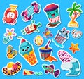 Set of funny bright Summer stickers and emblems