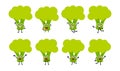 Set of funny brocoli vegetable cartoon character