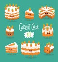 Set of funny carrot pies. Vector graphics