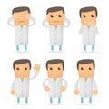 Set of funny cartoon doctor