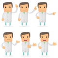 Set of funny cartoon doctor