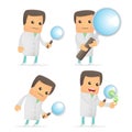 Set of funny cartoon doctor