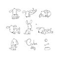 Set of funny cartoon dogs.